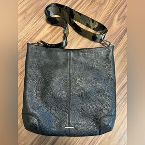 REBECCA MINKOFF Black Pebbled Leather Slim Regan Hobo Crossbody Handbag Purse